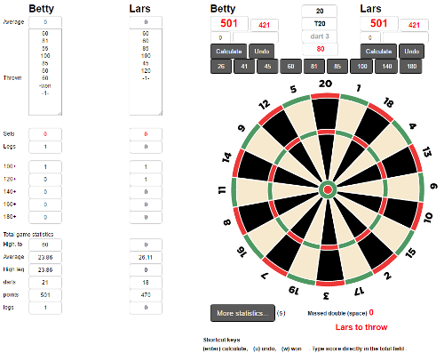 click to use the dart calculator for X01